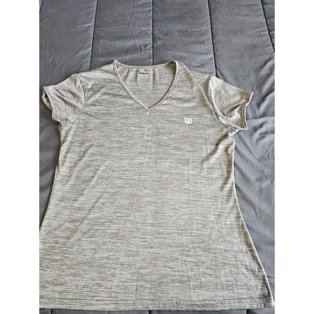 Wilson Womens Gray Space Dye V-Neck Athletic T-Shirt Size XL